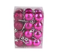 Christmas Decorations Clearance - 30mm Xmas Tree Ball Bauble Hanging Ornaments for Home Party Decor - Merry Christmas Gifts (Hot Pink, 24Pcs)