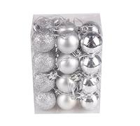 Christmas Decorations Clearance - 30mm Xmas Tree Ball Bauble Hanging Ornaments for Home Party Decor - Merry Christmas Gifts (Silver, 24Pcs)
