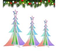 Christmas Decorations, Colorful 3d Acrylic Figurines, Light Reflecting Set, Modern Winter Table Centerpiece, Small Size Office Desk Art, Holiday Season Party Accessories, Iridescent Clear