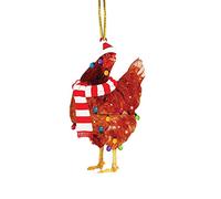 Christmas Decorations Cute Cartoon Rooster Hanging Pendant, Acrylic Chick Ornament For Car Interior, Chicken Decorations Christmas Tree For Home Family Atmosphere Pendant