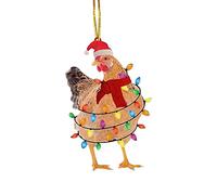Christmas Decorations Cute Cartoon Rooster Hanging Pendant, Acrylic Chick Ornament For Car Interior, Chicken Decorations Christmas Tree For Home Family Atmosphere Pendant
