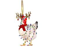 Christmas Decorations Cute Cartoon Rooster Hanging Pendant, Acrylic Chick Ornament For Car Interior, Chicken Decorations Christmas Tree For Home Family Atmosphere Pendant