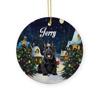 Christmas Decorations Cute Dogs Black Scottish Terrier Lover Ceramic Christmas Ornaments With Lanyard Hanging Decorations 7.3 Cm