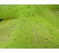 Christmas Decorations Diamante sequin spots Net curtain Voile organza draping Fabric Wholesale - PER METRE (Flo Green)
