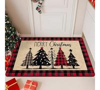 Christmas Decorations Door Mat Indoor and Outdoor Five Trees Pattern Welcome Mat for Home Decoration Non Slip Backing Front Door Porch and Home Bathroom Merry Xmas and Happy New Years Doormat 40x60cm