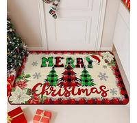 Christmas Decorations Door Mat Indoor and Outdoor Three Trees Home Decoration Pattern Welcome Mat for Non Slip Backing Front Door Porch and Home Bathroom Merry Xmas and Happy New Years Doormat 40x60cm