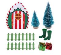 Christmas Decorations, Elf Door 9PCS/Set Christmas Fairy Door with a Cute Doll Miniature for Dollhouse Accessories Magic Gnome Set for Indoor Outdoor Decorations Xmas