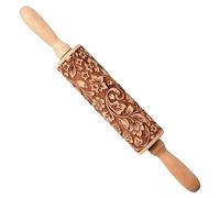 Christmas Decorations, Embossed Rolling Pins for Baking 13.8 Inch Wooden Decorative Rolling Pins with 3D Flower Design for Biscuits Cookie Fondant Dough
