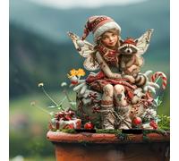 Christmas Decorations Enchanting Christmas Fairy And Raccoon Acrylic A Magical Addition For Indoors And Outdoors Wear Floor Plug Hanger Ornament.(Brown, 30x24x3cm)
