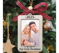 Christmas Decorations Engagement Gifts First Christmas Wooden Picture Frame Ornament Bauble Xmas Gifts For Men Engaged New Couple Wife First Christma Personalised Wooden Picture Remembrance Gift