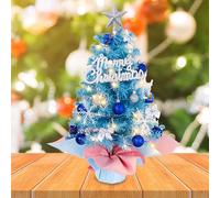 Christmas Decorations for Bedroom 1PC Tabletop Christmas Tree Light Up Mini Tree 17.7in Small with Ornaments DIY Battery Powered Decorations for Home Party(Blue,45x22cm)