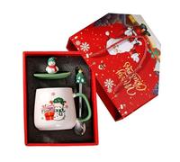 Christmas Decorations for Bedroom Santa Mug Ceramic Cup Holiday for Family Festive Party Drinkware (Watermelon Red3, 11. 5X13cm)