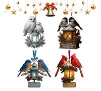 Christmas Decorations For Christmas Tree,2D Acrylic Bird Lanterns Crafts | 4 Elements Of Christmas Tree Decorations With Birds | For Fireplace For Holiday Country House Winter Festival Door Party