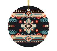 Christmas decorations, for home decoration, party, wedding, Indian nation embroidery Christmas tree ceramic round hanging ornaments