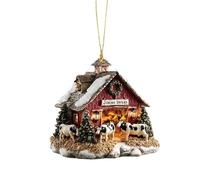 Christmas Decorations for the Tree - Hanging House and Tree in Acrylic 2D | Winter Decoration for Home, Window Parties, Home, Wall, Car, Backpack, Celebration