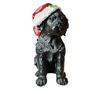 Christmas Decorations for Tree Wearing A Christmas Hat Little Black Dog Resin Ornaments Home Living Room Porch Crafts Decoration(A,16X10CM)
