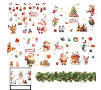 Christmas Decorations for Windows | 4 Sheets Santa Elk Snowman Stickers for Wall and Windows | For Home Interior Exterior Door Decoration