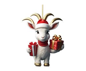 Christmas Decorations Funny Ornaments Farm Animals Goats Tree Pendant, Acrylic Goat Ornaments 2D Cute Goat Small Ornament for the HomeChristmasTree Tree Pendant Decoration for Fam