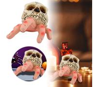 Christmas Decorations Glass Skulltula Bizarre Figurine Skeletons Sculpture Scrap Metal Sculpture (White, 10cm)