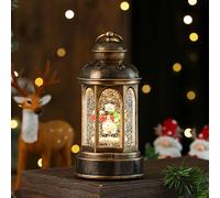 Christmas Decorations, Glittering Christmas Snow Globes with 8 Songs, Sparkling Rotating Snowman Music Box, Retro Style Christmas Lantern for Gifts Home Table Winter Holiday Party Xmas Decor (Snowman)