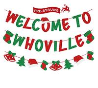 Christmas Decorations - Glittery Welcome To Whoville Banner, Christmas Garland for Grinch Christmas Decorations, Christmas Decorations Indoor, Grinch Decorations, Christmas Party Decorations
