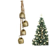 Christmas Decorations Gold Christmas Bells 16.5inch Vintage 4 Bells Rustic Hanging Cow with Rope Bell for Door Garden Home Decor Lucky Round Witch