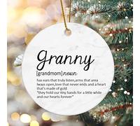 Christmas Decorations Granny Definition Dictionary Word Meaning Christmas Ornaments for Xmas Tree Round Quote Keepsake Porcelain Bauble Stocking Stuffer Souvenir Gift for Parents Kid Children