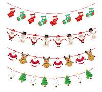 Christmas Decorations Hanging Bunting Garland, 4 Pack Christmas Hanging Paper Banners Bunting Garland for Xmas Window Fireplace Office Decoration (4PCS)
