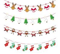 Christmas Decorations Hanging Bunting Garland, 4 piece Christmas Hanging Paper Banners Xmas Bunting Garland for Window, Fireplace, Office Party Decoration