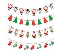 Christmas Decorations Hanging Bunting Garland Kit - 4 Pcs Christmas Bunting Paper Banners Decorations for Xmas Window Fireplace Office Decoration