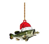 Christmas Decorations Hanging Festive Decorative Valentine's Day Gifts Personalized Acrylic Green Bass Fish Christmas Tree Ornaments Decorations Hanging Accessories MiniOrnaments Pendant