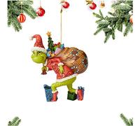 Christmas Decorations, Hanging Ornament Christmas Tree Decorations Pendants, Funny Resin Green Xmas Decor for Home Holiday Party(With Burden 10cm)