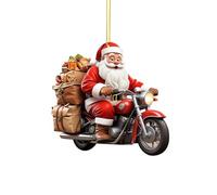 Christmas Decorations Indoor 2D Christmas Santa Riding Motorcycle Pendant Decoration Tree Double Printed Acrylic Santa Riding Motorcycle Pendant Decoration Interesting For(A,8cm)