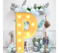 Christmas Decorations Indoor Marquee Light Up Letters, Mosaic Led Numbers Letter Lamp, Warm White Balloon Arch Stand for Wedding Party Home(Letter P,3.3ft)