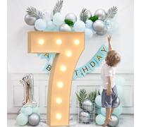 Christmas Decorations Indoor Marquee Light Up Letters, Mosaic Led Numbers Letter Lamp, Warm White Balloon Arch Stand for Wedding Party Home(Number 7,4ft)