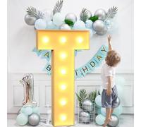 Christmas Decorations Indoor Marquee Light Up Letters, Mosaic Led Numbers Letter Lamp, Warm White Balloon Arch Stand for Wedding Party Home(Letter T,4ft)