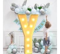Christmas Decorations Indoor Marquee Light Up Letters, Mosaic Led Numbers Letter Lamp, Warm White Balloon Arch Stand for Wedding Party Home(Letter Y,2.3ft)