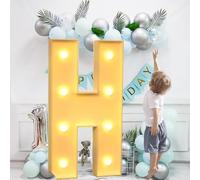Christmas Decorations Indoor Marquee Light Up Letters, Mosaic Led Numbers Letter Lamp, Warm White Balloon Arch Stand for Wedding Party Home(Letter H,4ft)