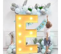 Christmas Decorations Indoor Marquee Light Up Letters, Mosaic Led Numbers Letter Lamp, Warm White Balloon Arch Stand for Wedding Party Home(Letter E,3.3ft)