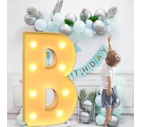 Christmas Decorations Indoor Marquee Light Up Letters, Mosaic Led Numbers Letter Lamp, Warm White Balloon Arch Stand for Wedding Party Home(Letter B,3.3ft)