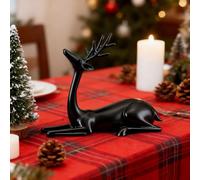 Christmas Decorations Indoor Reindeer Statues, Imitation Metal Alloy Deer Sculpture European-Style Modern Tabletop Ornaments for Mantel Fireplace Living Room Home Decor (005)