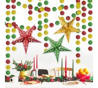 Christmas Decorations Kit, Christmas Hanging Paper Stars Garland, Ceiling Decorations for Xmas, New Year, Balloon Arch Backdrop