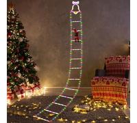 Christmas Decorations LED Ladder Lights with Climbing Santa Claus, 9.9Ft 10ft Outdoor Christmas Decorative Lights, 8 Modes, Mains Powered for Indoor Outdoor Xmas Tree Balcony Window Decor