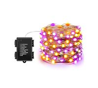 Christmas Decorations Lights, 33ft 100 LED Fairy String Lights with 8 Modes Twinkle Lights, Battery Operated Waterproof for Indoor Outdoor (Purple & Orange 1 Pack)