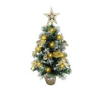 Christmas Decorations Mini Christmas Trees, Artificial Christmas Tree with Lights,Christmas Ball Ornament and Tree Topper Star, Small Christmas Tree for Christmas Party Home Table Craft (Gold, 24in)