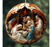 Christmas Decorations Nativity Scene Ornaments for Christmas Tree Nativity Scene Hanging Ornaments The Birth of Jesus Decor for Xmas Party Supplies Home Room Decor (A)