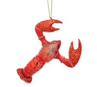 Christmas Decorations, Novelty Glass Lobster Bauble, Red Bauble, Nautical Unusual Quirky Christmas Tree Ornament, Seaside Sea Animal Lobster Love Birds Under The Sea Xmas Hanging Decoration