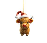 Christmas Decorations Ornament Christmas Tree 2D Acrylic Cartoon Funny ChristmasCow Tree Pendant Acrylic Cartoon Cute ChristmasHat Cow Double Printing 2D White Elephant Gift Pendant 1PC