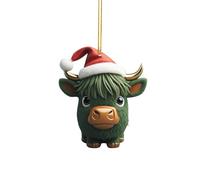 Christmas Decorations Ornament Christmas Tree 2D Acrylic Cartoon Funny ChristmasCow Tree Pendant Acrylic Cartoon Cute ChristmasHat Cow Double Printing 2D White Elephant Gift Pendant 1PC