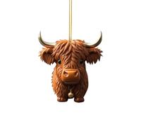 Christmas Decorations Ornament Christmas Tree 2D Acrylic Cartoon Funny ChristmasCow Tree Pendant Acrylic Cartoon Cute ChristmasHat Cow Double Printing 2D White Elephant Gift Pendant 1PC